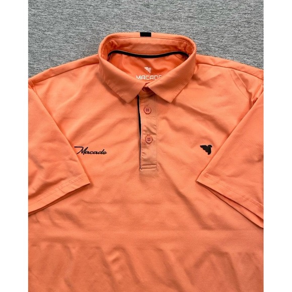 Macade Golf Polo Shirt Mens Medium Slim Peach Performance Stretch Sports Outdoor - Picture 1 of 8
